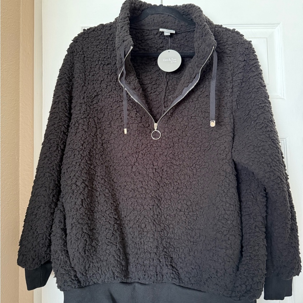 Cozy Black Sherpa Pullover